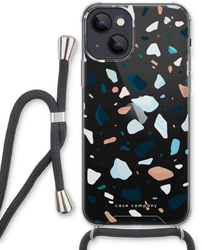Case Company® - Hoesje met koord geschikt voor iPhone 13 hoesje met Koord - Terrazzo N°13 - Telefoonhoesje met Zwart Koord - Bescherming aan alle Kanten en Over de Schermrand