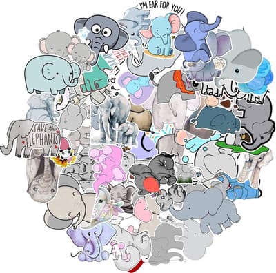 Olifanten Stickers | 50 stickers - voor laptop, ipad, kinderkamer, schrift, muur etc. Geschikt voor kinderen
