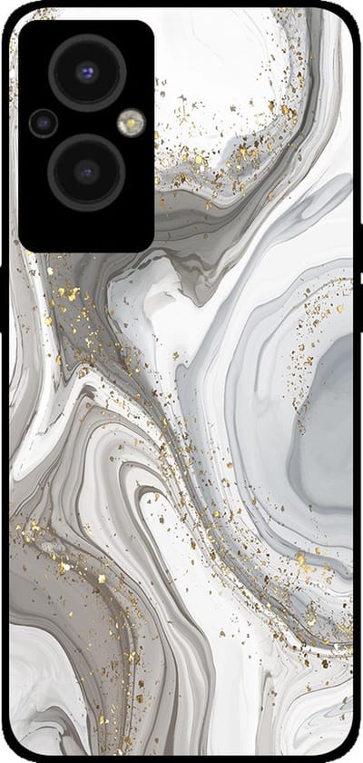 Smartphonica Telefoonhoesje Geschikt voor Oppo Reno8 Lite met marmer opdruk - TPU backcover case marble design - Zilver geschikt voor Oppo Reno8 Lite