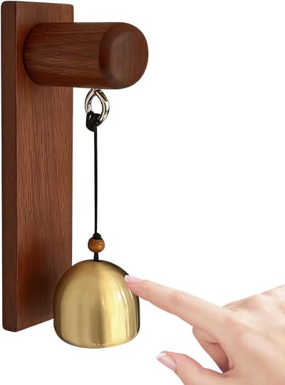 Werkplaatsdeurbel Houten - Boerderij Windbel - Bezoekers Aankondigen - Elegante Klokvorm - 15 cm Lengte - Walnoot Zwart