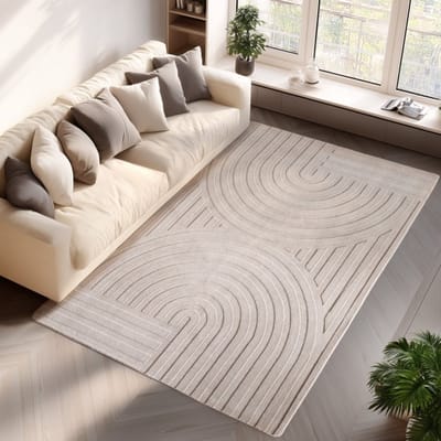Binnenkleed, 3D-stijl, crèmekleur, voor woonkamer en slaapkamer, platgeweven, comfortabel 120x170 cm