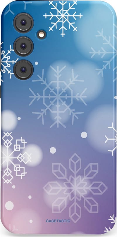 Casetastic hoesje geschikt voor Samsung Galaxy A35 - Dubbellaagse bescherming - Winterse Sneeuwvlokken - Fashion Case - Lichtblauw Lavendel Lichtgrijs Lichtroze