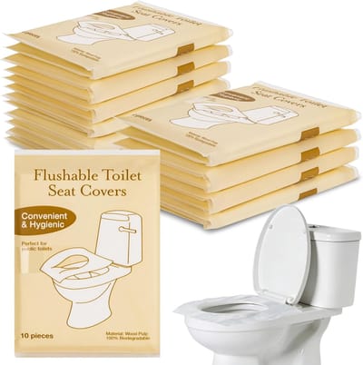Daity 30 stuk - Disposable Flushable Toilet Seat Covers - Individually Wrapped Portable Travel Liners, Biodegradable Paper for Airplane Hotel Camping Public Restrooms, Purse-Size Emergency Essential
