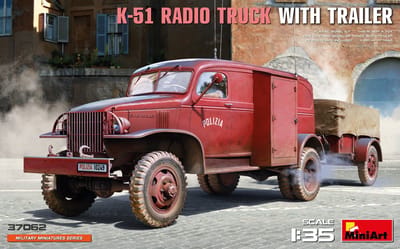 MiniArt Modelbouwpakket Auto - 37062 Chevrolet G506 K-51 Radio Truck met Trailer Plastic - 1:35 - Modelbouw