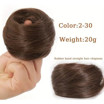 1 stuk synthetisch haarknot, rechte chignon, elastische rubberen band, nep haarclip, haarstaartverlenging, opgestoken haarstuk, paardenstaart