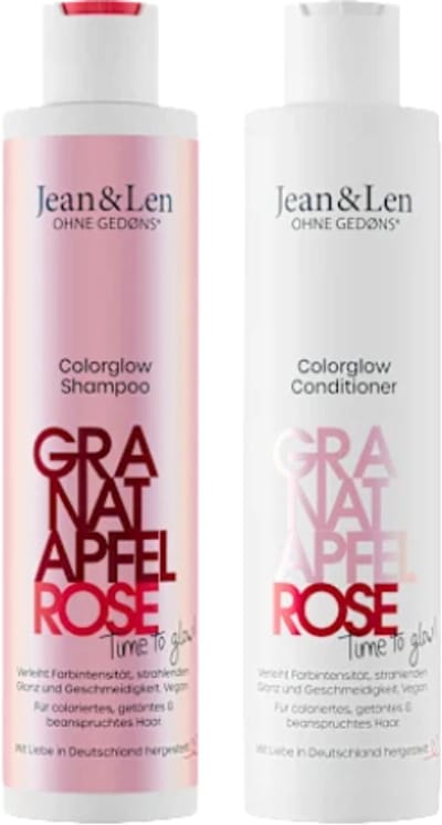 Jean & Len Colorglow Shampoo + Conditioner Granaatappel & Rozen | 2x 300ml - Combi-verpakking | Vegan Colour Haarshampoo & Haarspoeling