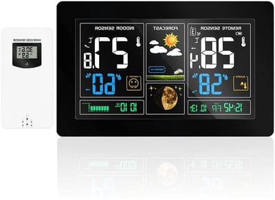 Weerstation met Sensor - Weersvoorspeller Klok - Weersvoorspelling Thuis - Kleurrijk Lcd Scherm - 433.92 MHZ - Wit