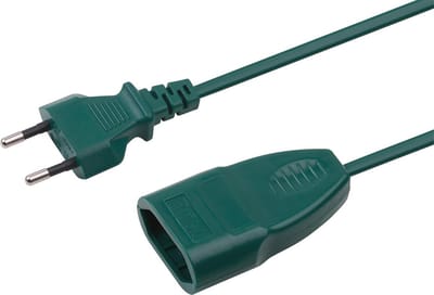 Verlengsnoer Kabel - Stroomkabel Eurostekker - Flexibele Stroomvoorziening - Extra Platte Stekker - 5 Meter - Groen