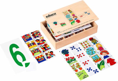Educo Telspel - Houten speelgoed - Houten puzzel - Educatief speelgoed - Kinderspeelgoed - Incl. opbergkist - 8 themaborden