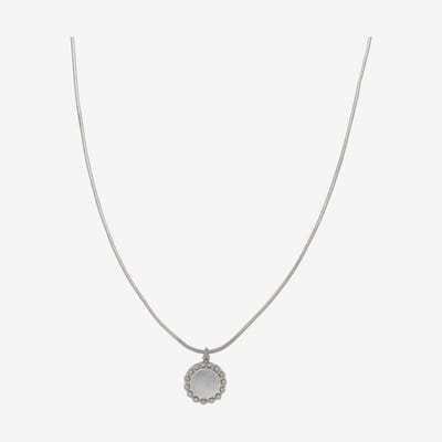 Essenza Silver Flower White Stone Necklace Silver