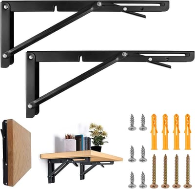 Robuuste Vouwbeugels voor Planken - 300mm RVS Vouwbare Wandbeugels voor Ruimtebesparing in Keuken, Kantoor en Werkplaats (150kg Draagvermogen)