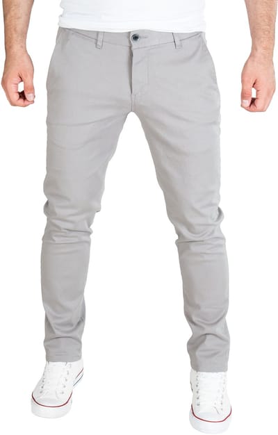 WOTEGA Heren Chinobroek Adriano – Slim Fit – Katoen Stretch – Lichtgrijs – 5-pocket