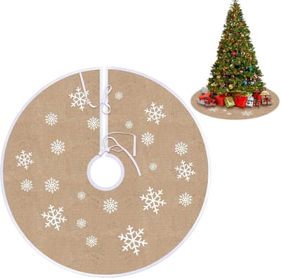 Christmas Tree Blanket 80 cm Round Christmas Tree Skirt with White Snowflakes Printed Pine Tree Carpet for Christmas - ShopVlot