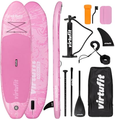 VirtuFit Ocean Opblaasbaar SUP Board 275 cm - Max. 150 kg - Complete Set - Inclusief Pomp, Peddel, Draagtas, Accessoires & GoPro-mount - Stand Up Paddle Board - Roze