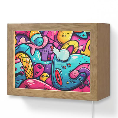 Wandlamp 20x15 cm - Oplaadbaar - Abstract - Neon - Design - Kleurrijk - Graffiti - Wandlampen binnen woonkamer - Slaapkamer lamp met kabel - Decoratieve nachtlamp - Vloerlamp snoer