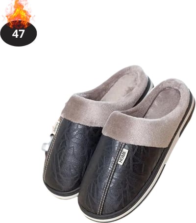 Nivard Warme Pantoffels - Sloffen - Slippers - Dames - Heren - Pluche - Maat 47 - Zwart