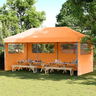 Vouwpaviljoen Feestjes - Partytent Tuin - Buiten Evenementen - Met 3 Zijpanelen - 580 x 292 cm - Oranje Blauw