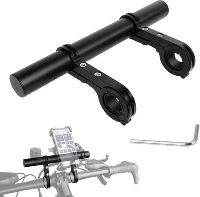 Verlenging voor Fietsstuur van 20 cm van Aluminium met Dubbele Clip voor Fietsaccessoires zoals Fietslamp, GPS en Actiecamera