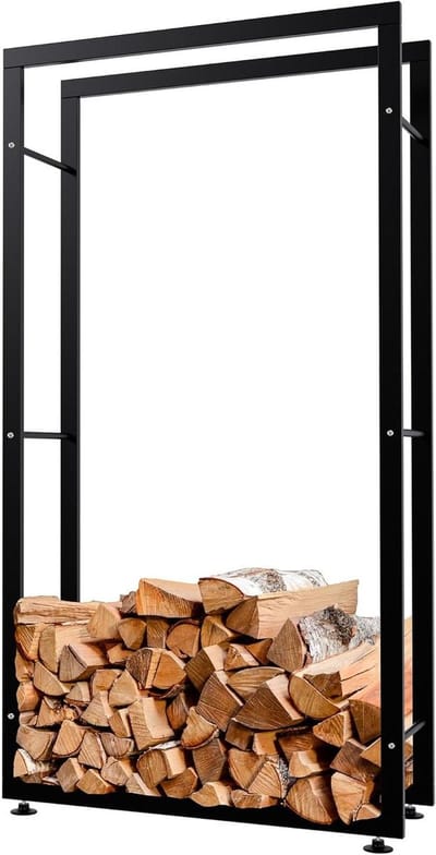 Brandhoutrek - Haardhouthouder Houtopslag - Haardhout Opslaan - Luchtdoorlatend Ontwerp - 25x80x150 cm - Zwart