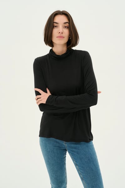 T-shirt met lange mouwen Slim fit black