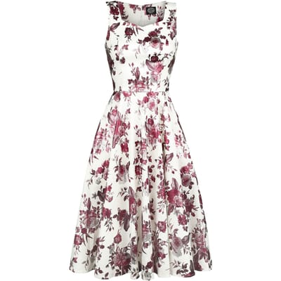H&R London - Rockabilly Midi-jurk - Aphrodite Metallic Swing Dress - XS tot 6XL - voor Vrouwen - wit