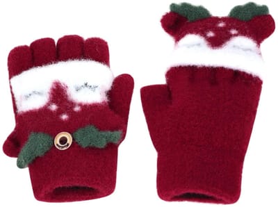 Dailygoods- Winterhandschoenen voor Kinderen - Vingerloze Wanten - Warme Gebreide Handschoenen - Pluche Voering - Ideaal voor Wintersport - One Size