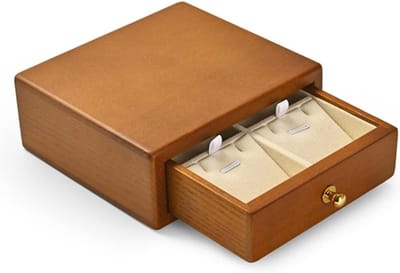 Sieraden Opbergdoos - Juwelier Organizer - Sieraden Opbergen - Afneembaar Ontwerp - 4.8x12x13CM - Houtkleur