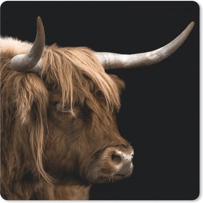 Muismat 20x20 cm - Mousepad Schotse Hooglander - Dieren - Koe - Muismatten