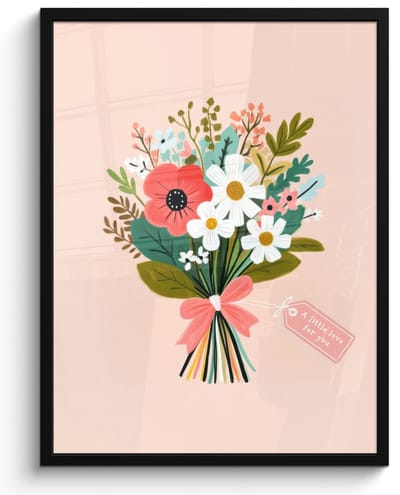 Poster in lijst - Fotolijst 50x70 cm - Posters - Boeket - Strikje - Kaartje - Quote - Posterlijst zwart - Decoratie - Wanddecoratie woonkamer - Muurdecoratie slaapkamer