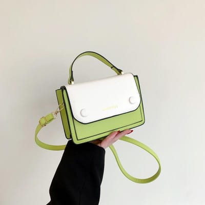 Sac bandoulière contrasté à texture épissée, petit, frais et à la mode, pour femme, nouveau printemps, petit sac carré white