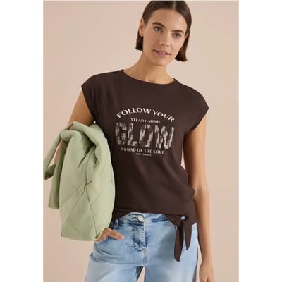 Shirt met overhangende schouder en knoopdetail