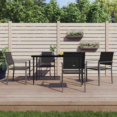 vidaXL - Tuinstoelen - 4 - st - 54x62,5x89 - cm - poly - rattan - zwart