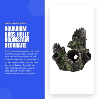 Boomstam Ornament Hoogwaardige Hars - Aquarium Decoratie - Schuilplaats voor Vissen - Drijfhout Grot - Veilig voor Waterleven - Realistisch Uiterlijk - Aquariumdecoratie
