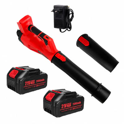 Bladblazer op Accu 21V - Draadloze Elektrische Bladblazer met 2x 4.0Ah Accu - luchtsnelheid 150 km/u - 6 Snelheidsstanden - Inclusief Oplader - Geschikt voor Bladeren en Tuinafval - Rood