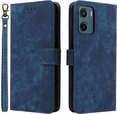 Coverup Hoesje - Geschikt voor Motorola Moto G05 / E15 Hoesje - Coverup Book Case met Koord - Blauw