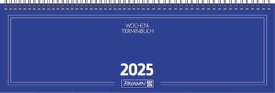 Dwarsagenda 2025 - Weekplanner - Afspraken Plannen - Wire-O-binding - 420x137mm - Blauw