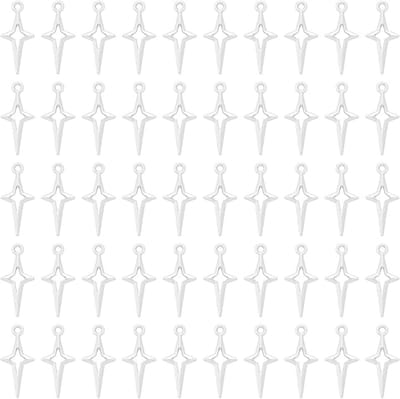 100 stuks sterbedels, hangers, vintage, holle sterren, hangers, metaal, sterren, bedels, bungelen, sieraden voor doe-het-zelf oorbellen, halskettingen, armband, voetbanden, antiek zilver