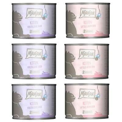 6x200g Mix (2 Rassen) MjAMjAM Kitten Natvoer Kat