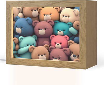 Nachtlampje 20x15 cm - Kinder lampje - Knuffelbeer - Knuffel - Roze - Blauw - Bruin - Kind - Tafellamp kinderkamer - Slaapkamer lamp - Bedlamp kinderen - Kinderlampje stopcontact - Wandlamp babykamer - Nachtlampjes