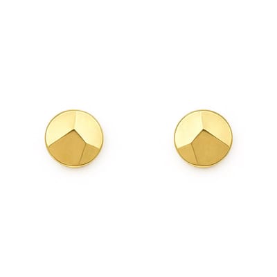 Oorknopjes dames - plat rondje - goud op zilver - verguld - 4 mm - hobbelig gedeukt - double gold plated