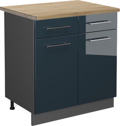Vicco Fame-Line Keukenkasten – 80 cm, WB Eik Donkerblauw hoogglans