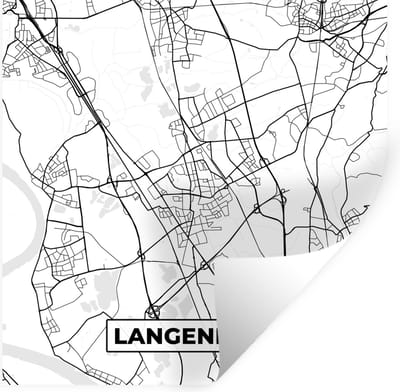 Muurstickers - Sticker Folie - Langenfeld - Plattegrond - Stadskaart - Kaart - 100x100 cm - Plakfolie - Muurstickers Kinderkamer - Zelfklevend Behang XXL - Zelfklevend behangpapier - Stickerfolie