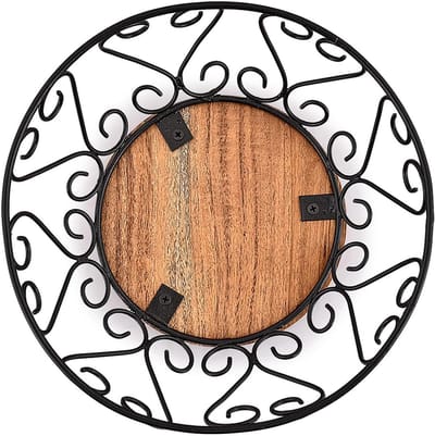 Famanu – IJzeren fruitschaal met houten basis – keuken en pantry organizer 22,86 cm
