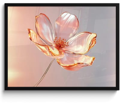 Poster in lijst - Fotolijst 70x50 cm - Posters - Glazen - Bloem - Roze - Posterlijst zwart - Decoratie - Wanddecoratie woonkamer - Muurdecoratie slaapkamer