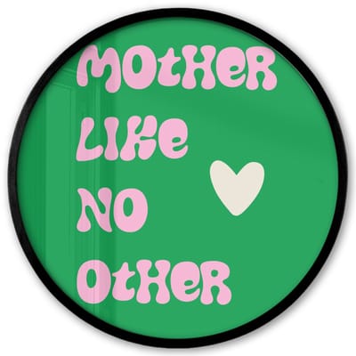 Poster in lijst Rond - Fotolijst 40x40 cm - Posters - Tekst - Hartje - Moeder - Groen - Ronde posterlijst zwart - Decoratie - Wanddecoratie woonkamer - Muurdecoratie slaapkamer