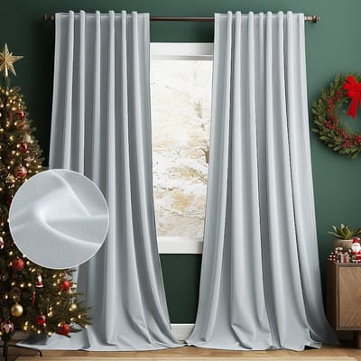 MUPOO Set van 2 Verduisterend Gordijnen - Koude Bescherming - Isolerende - Hoge kwaliteit Fluweel - voor Kerst - Winter - Feest - Slaapkamer - Woonkamer - 132x213cm (b x h) - Wit