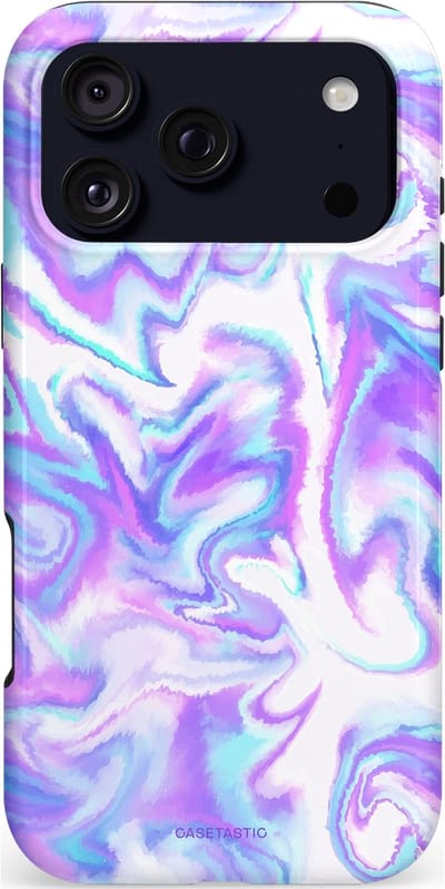 Casetastic hoesje geschikt voor Apple iPhone 17 Pro Max - MagSafe - Dubbellaagse bescherming - Tie Dye magie - Fashion Case - Lavendel Wit Lichtblauw Lichtgrijs