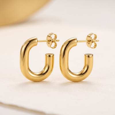 Lundholm Bailey Oorbellen Dames Goud kleurig Oorstekers - Premium Stainless Steel Gold plated - Waterproof & Hypoallergeen - Vrouwen Cadeautjes Cadeau voor Vriendin Bedankt