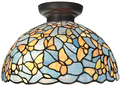 Tiffany plafonnière zwart met Fly Away Ø 35 - Art Deco Trade
