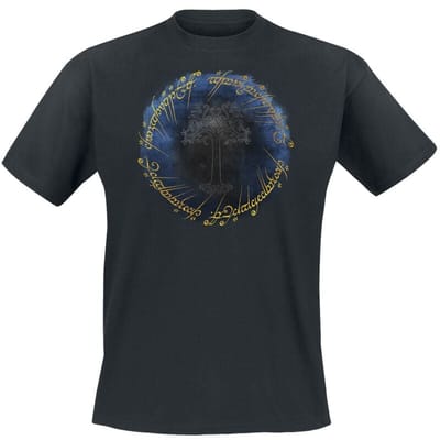 The Lord Of The Rings T-shirt - Ring & Tree of Gondor - Gold Print - M tot 5XL - voor Mannen - zwart